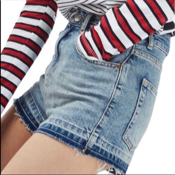 Topshop High Waist Denim Jean Shorts 8 - Picture 10 of 10